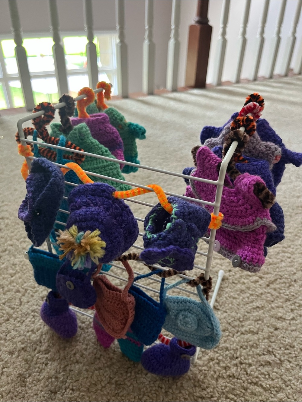 Handmade Crochet Mini Doll Clothes Lot Hats Dresses Sweaters Boots Pants OOAK